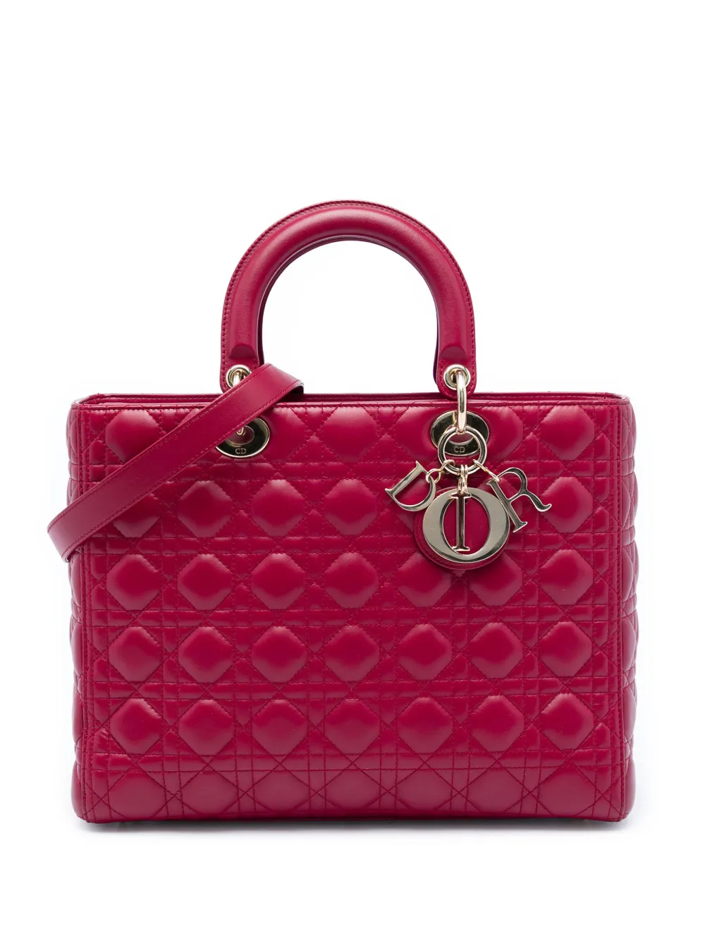 Christian Dior Pre-Owned 2018 große Cannage Lady Dior Satchel-Tasche aus Lammleder - Rosa