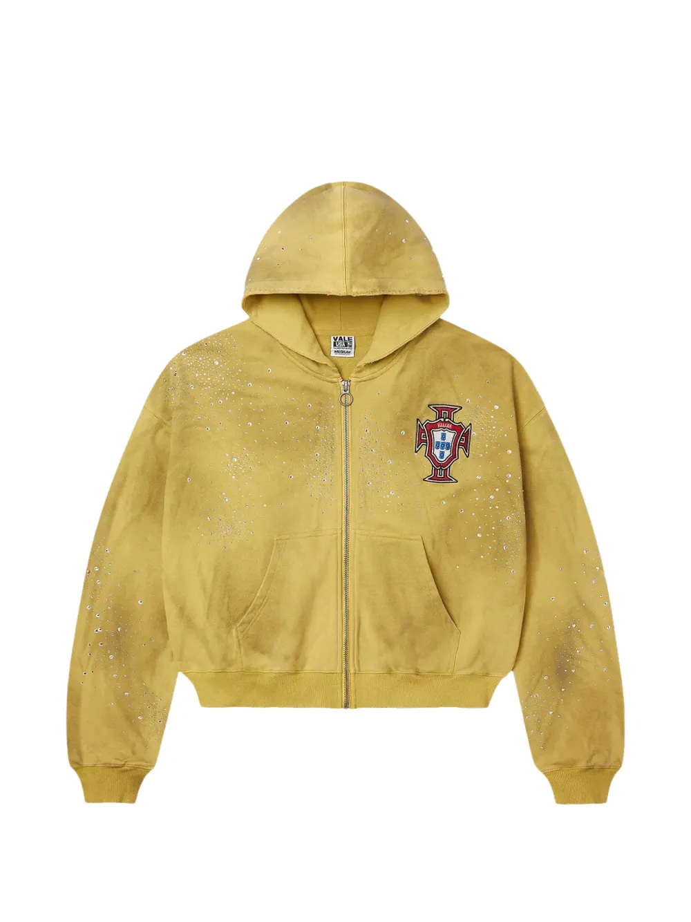 Vale Forever Sun Custered distressed logo-patch hoodie - Giallo