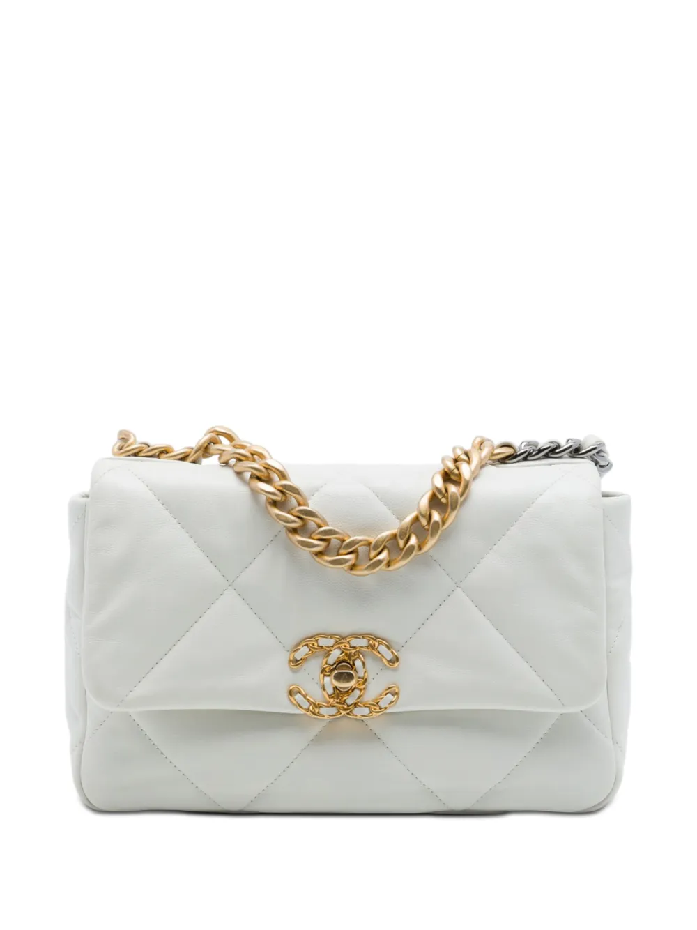 CHANEL Pre-Owned Borsa a tracolla media in pelle di agnello 2019 - Bianco