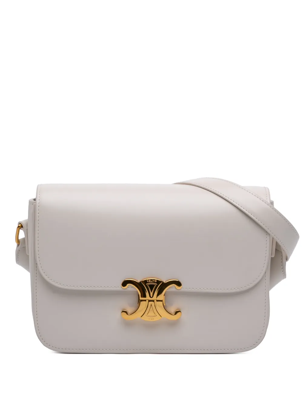 Celine Pre-Owned 2024 Classique Shiny Calfskin Triomphe crossbody bag - White