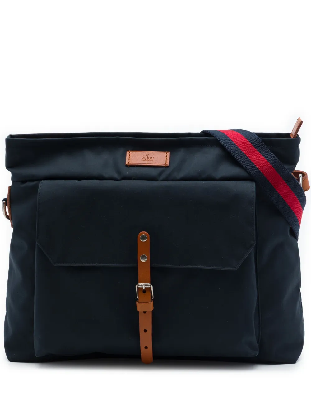 Gucci Pre-Owned Borsa a tracolla in nylon con decorazione Web 2016-2026 - Blu
