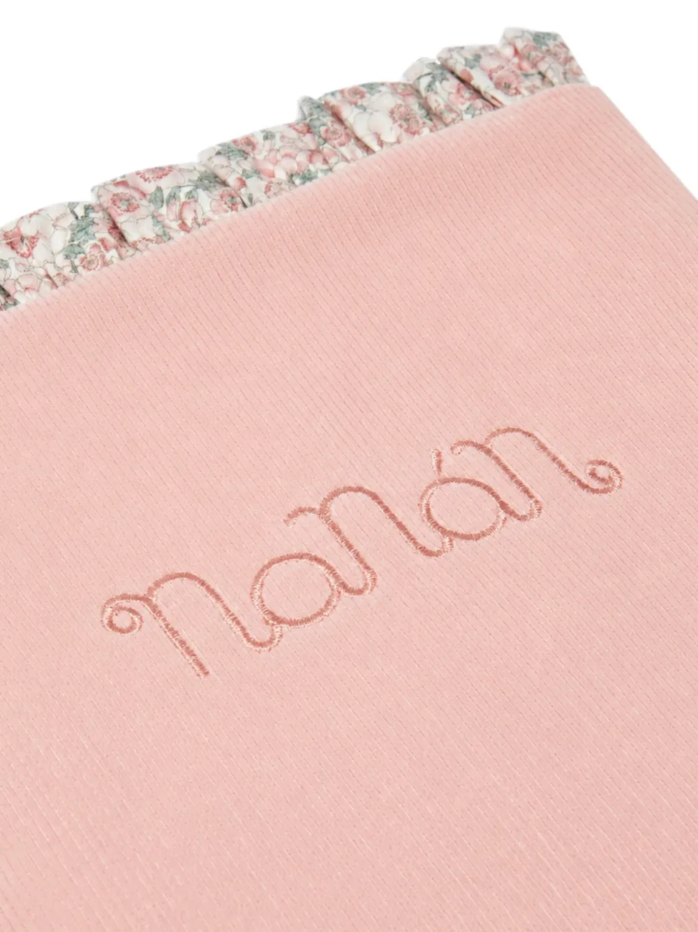 NANAN Deken met bloemen-afwerking en ruches Roze
