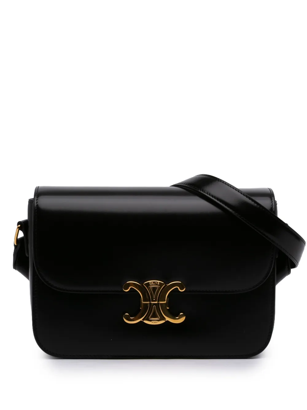 Celine Pre-Owned 2025 Classique Shiny Calfskin Triomphe crossbody bag - Black