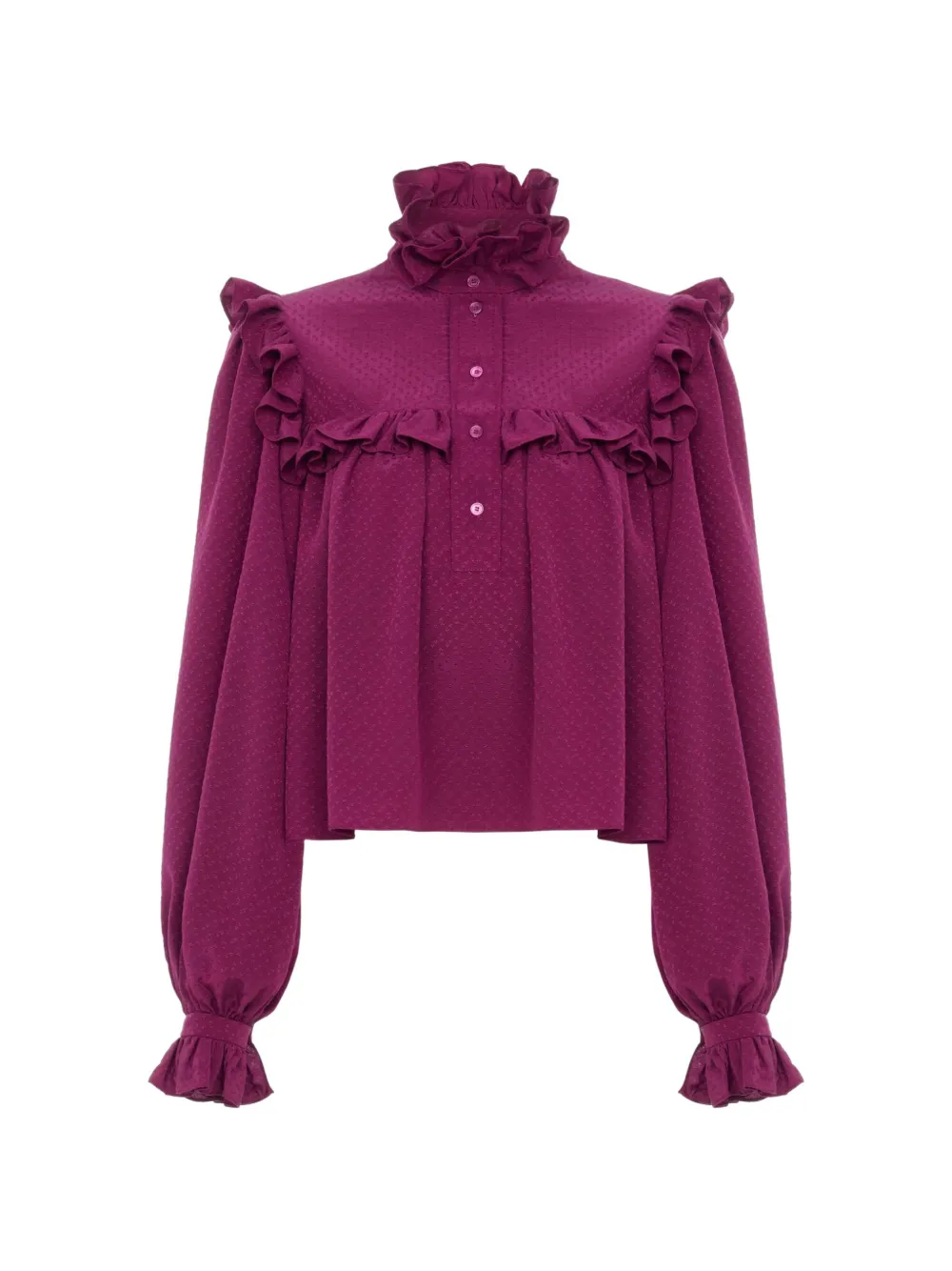 Chloé ruffled high-neck top in silk jacquard - Violett