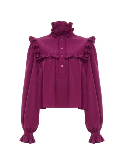 Chloé ruffled high-neck top in silk jacquard