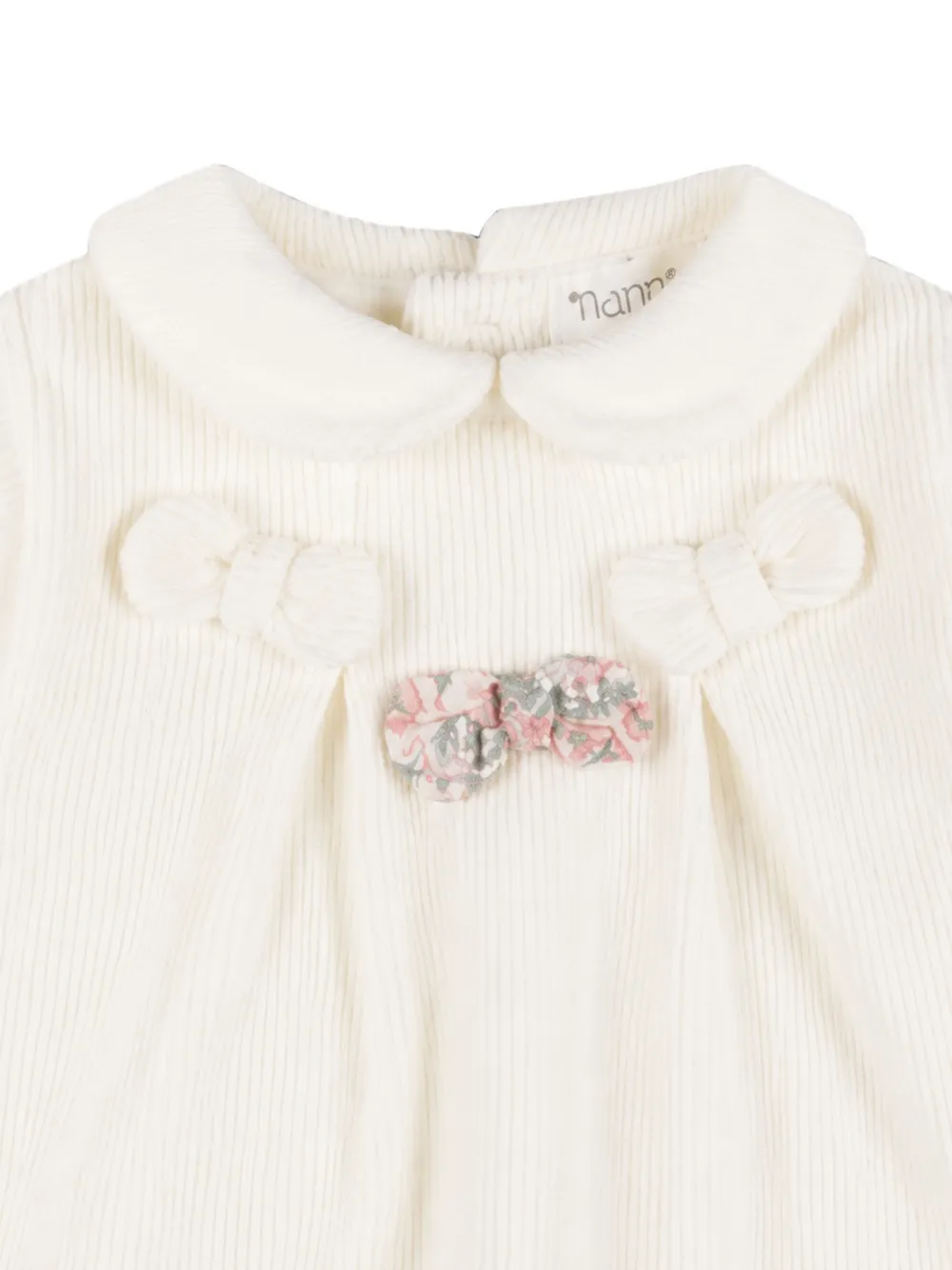 NANAN Ribfluwelen pyjama met strik-detail Wit
