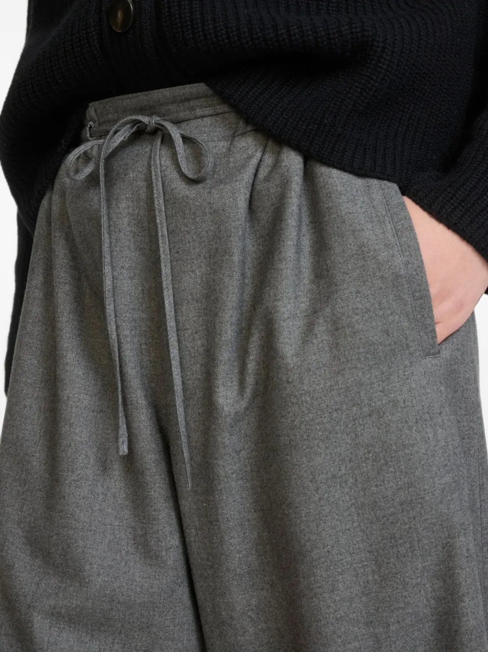 Yves Salomon drawstring wide-leg trousers Grijs