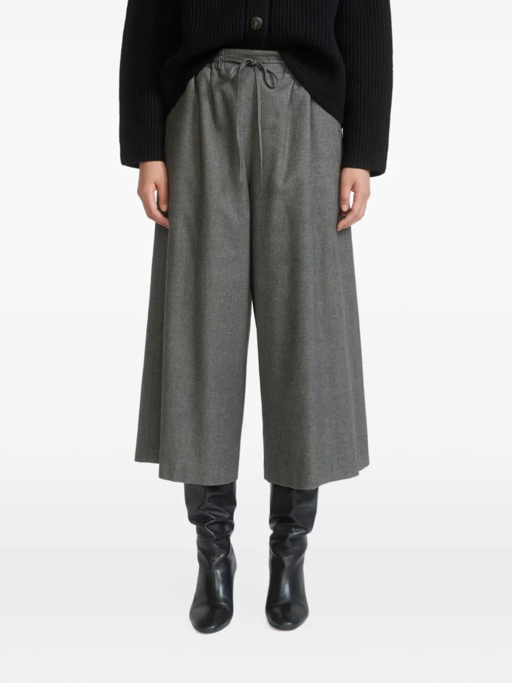 Yves Salomon drawstring wide-leg trousers Grijs