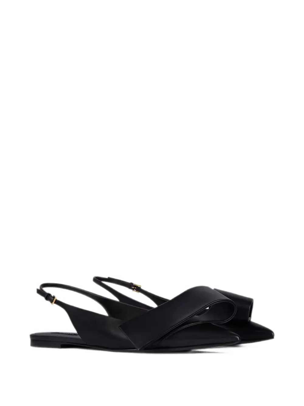 Givenchy twisted-ribbon flat slingbacks in leather Zwart