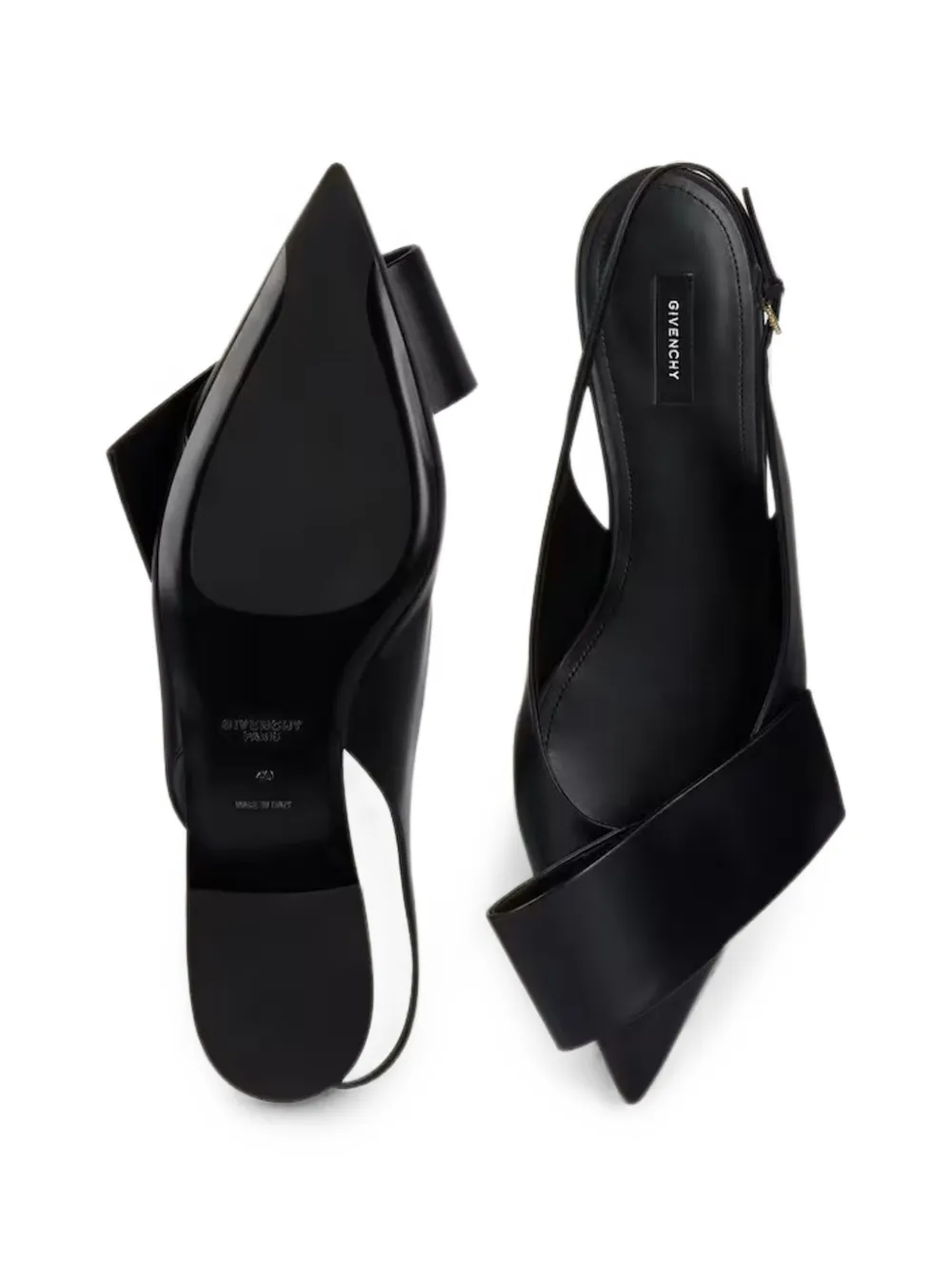 Givenchy twisted-ribbon flat slingbacks in leather Zwart