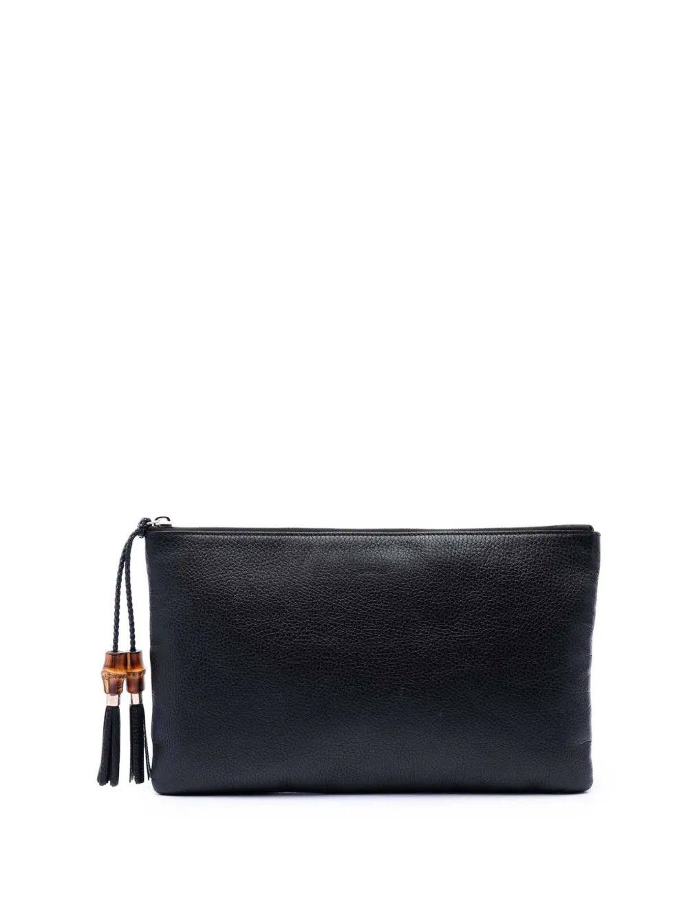 Gucci Pre-Owned Clutch in pelle di vitello e bambù con nappa 2016-2026 - Nero