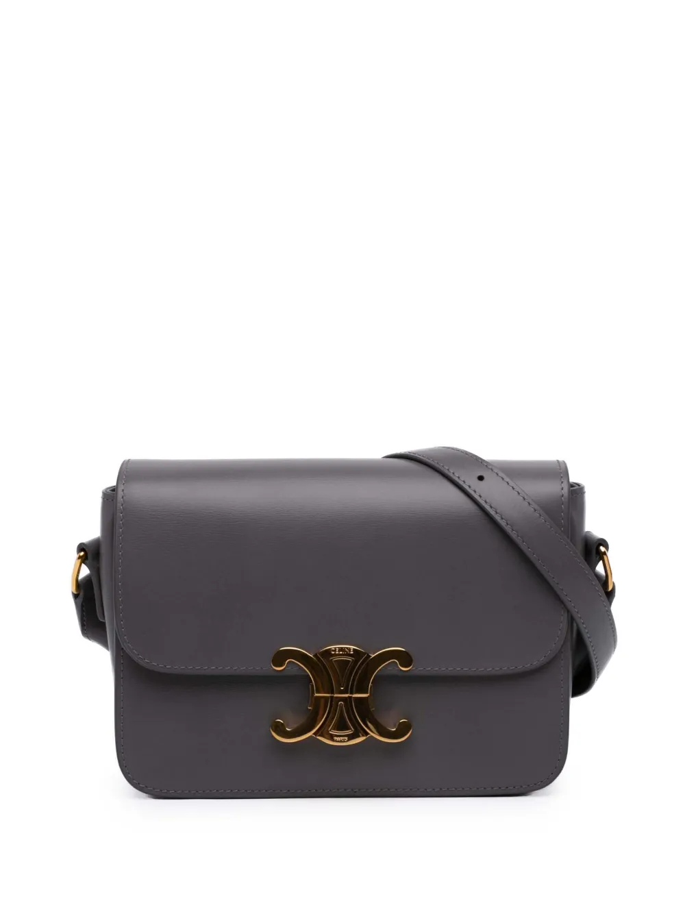 Celine Pre-Owned 2024 Teen Shiny Calfskin Triomphe crossbody bag - Grey
