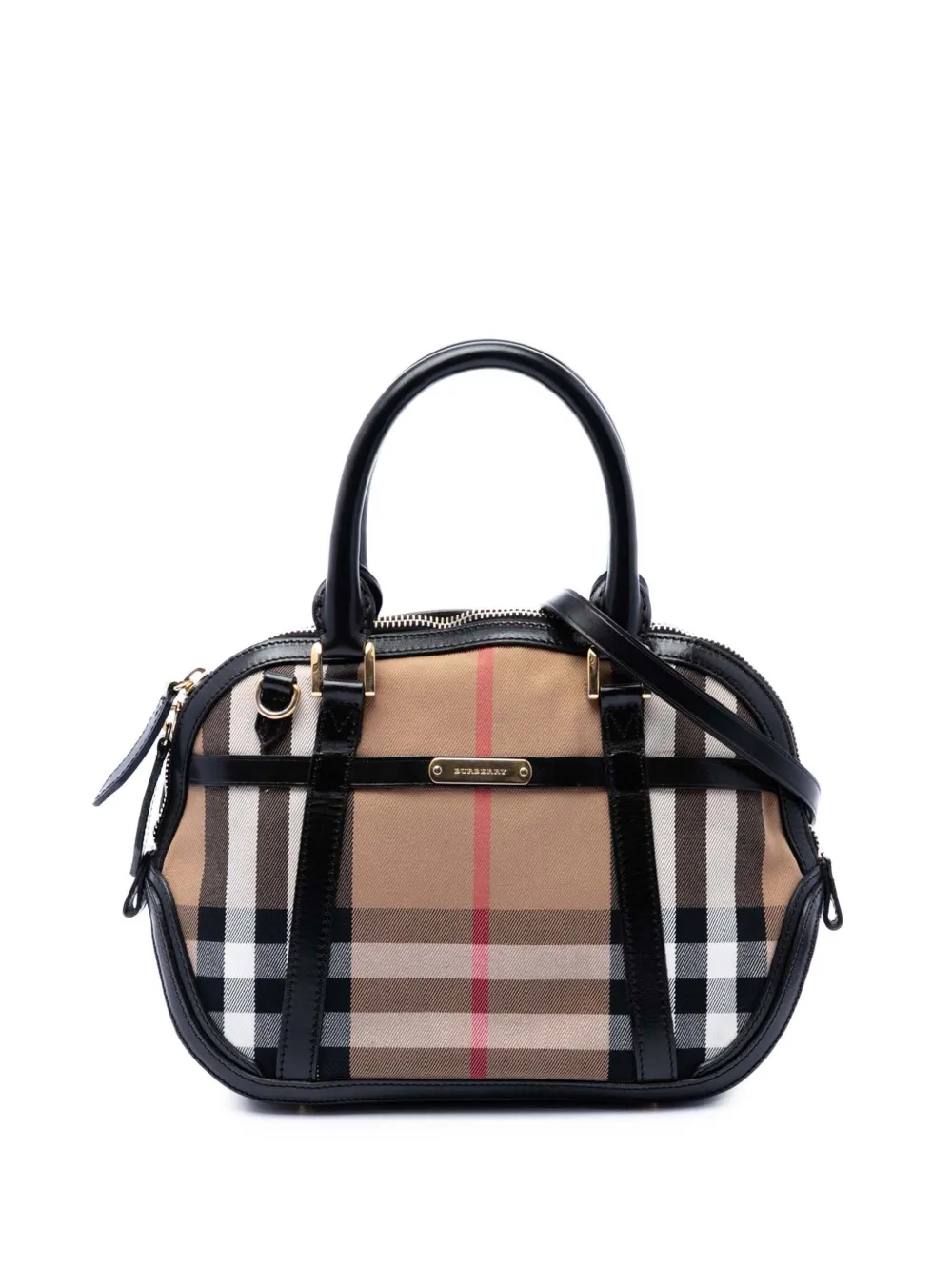 Burberry Pre-Owned 2000-2017 Small Leather Trimmed House Check Canvas Bridle Orchard satchel - Brown