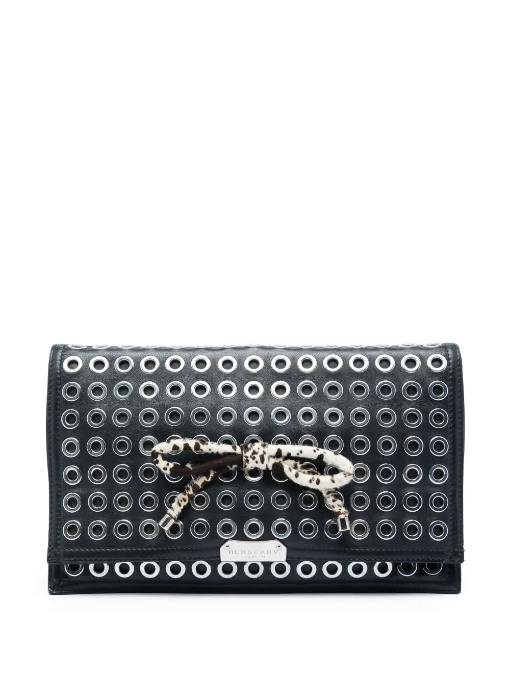 Burberry Pre-Owned 2000-2017 Prorsum Lambskin Grommet Pony Hair Bow clutch bag - Black