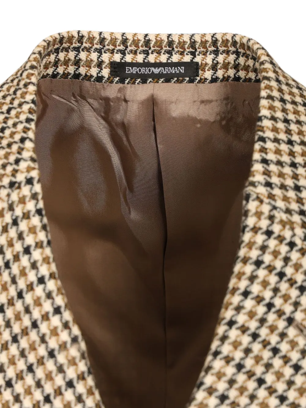 Emporio Armani Blazer met dubbele rij knopen en pied-de-poule patroon Beige