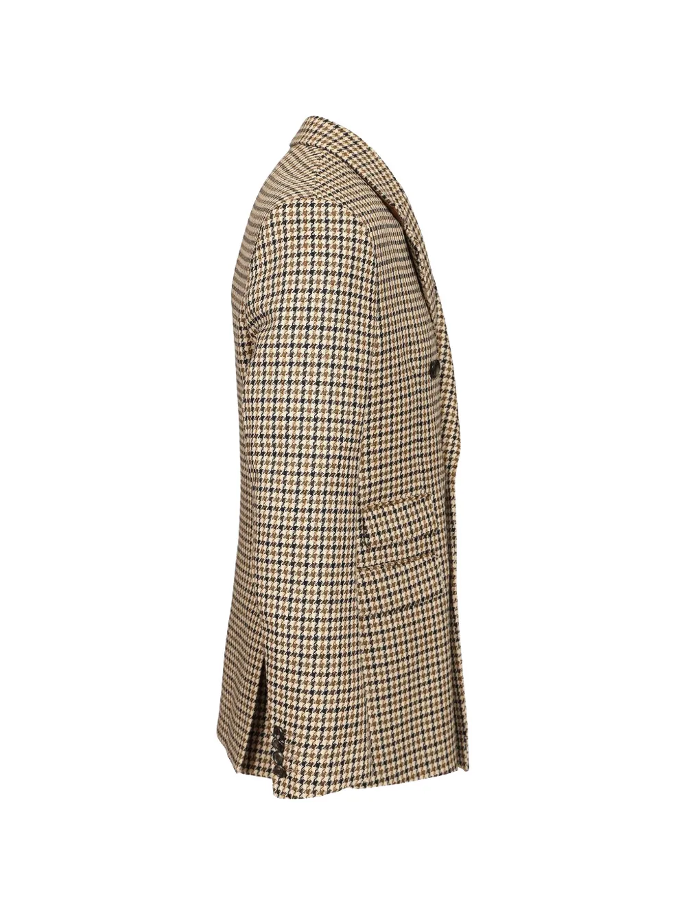 Emporio Armani Blazer met dubbele rij knopen en pied-de-poule patroon Beige