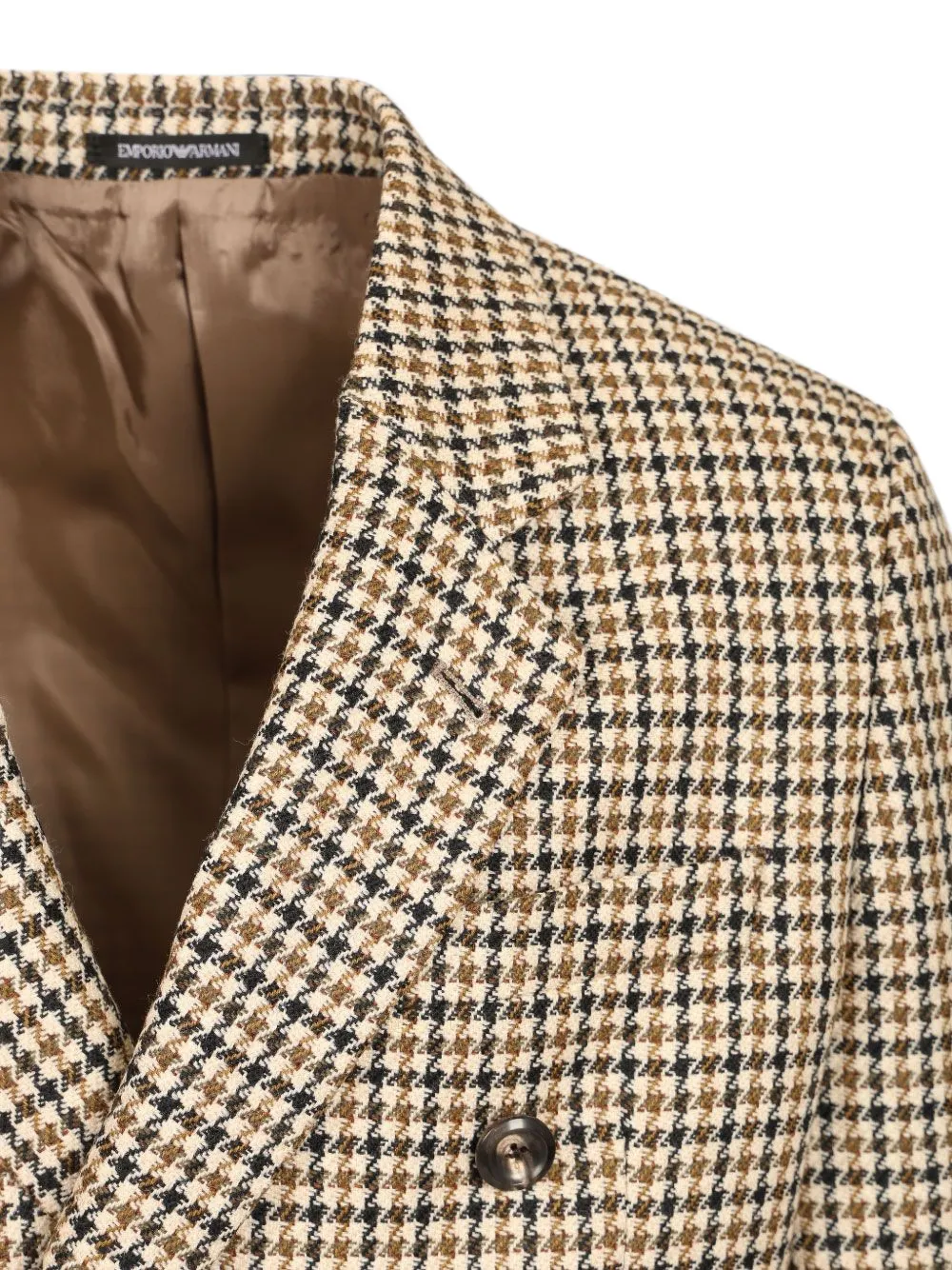 Emporio Armani Blazer met dubbele rij knopen en pied-de-poule patroon Beige