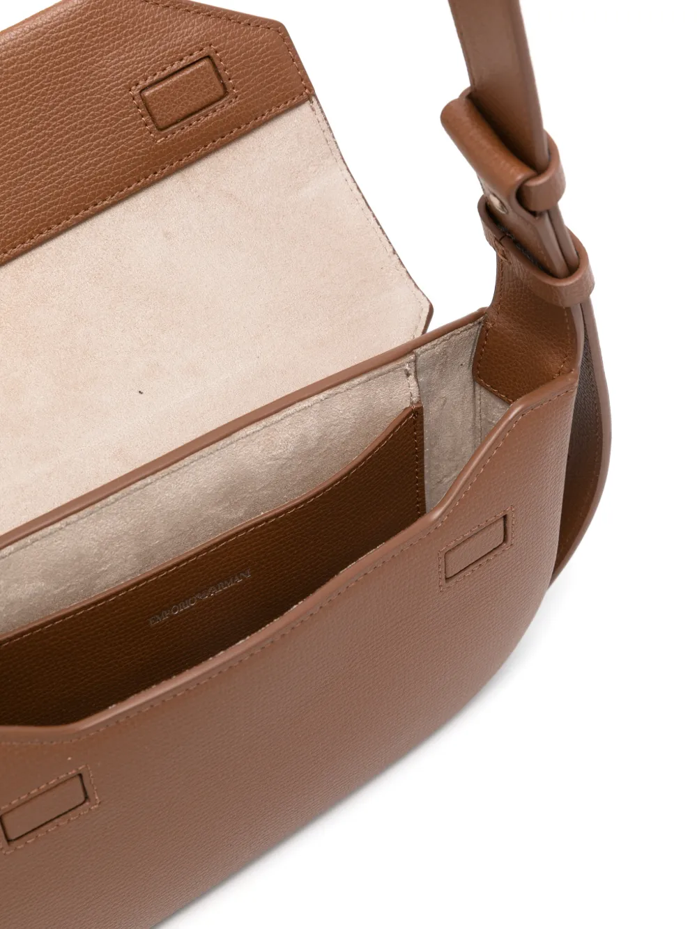 Emporio Armani mini 1981 logo-print leather crossbody bag Bruin