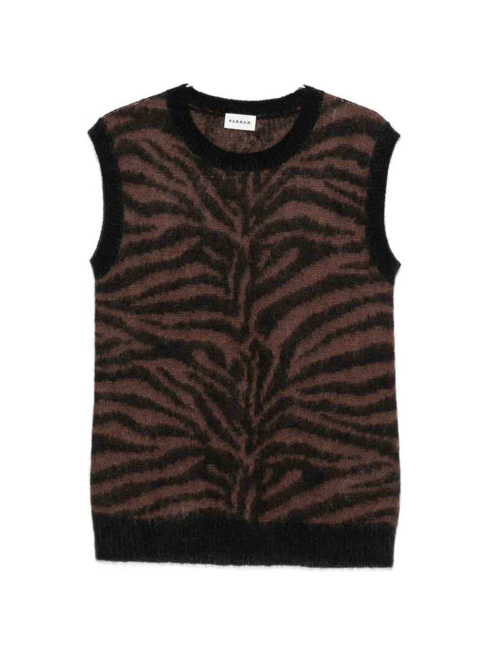 P.A.R.O.S.H. zebra-pattern knitted vest - Marrone