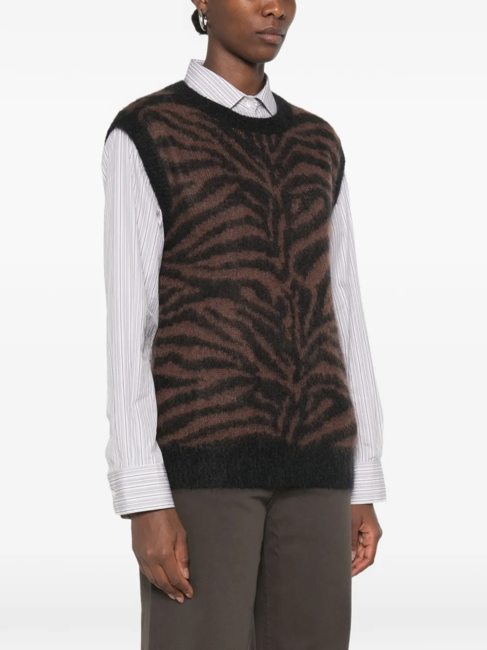 P.A.R.O.S.H. Gebreide top met zebra-patroon Bruin
