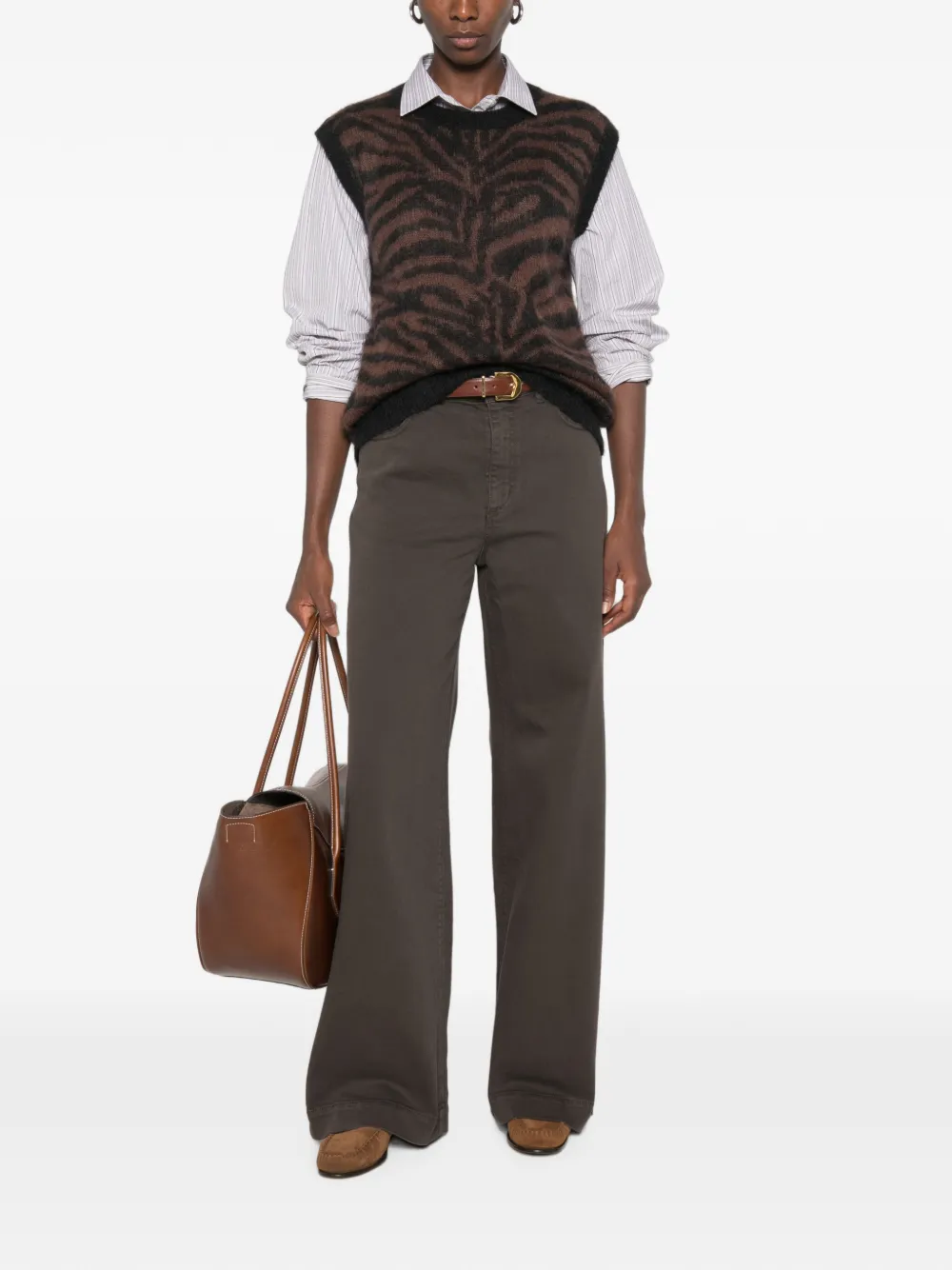 P.A.R.O.S.H. Gebreide top met zebra-patroon Bruin
