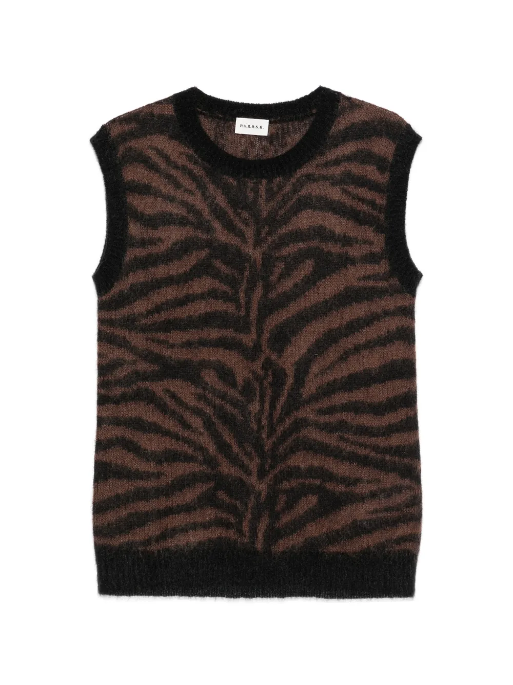 P.A.R.O.S.H. zebra-pattern knitted vest - Braun