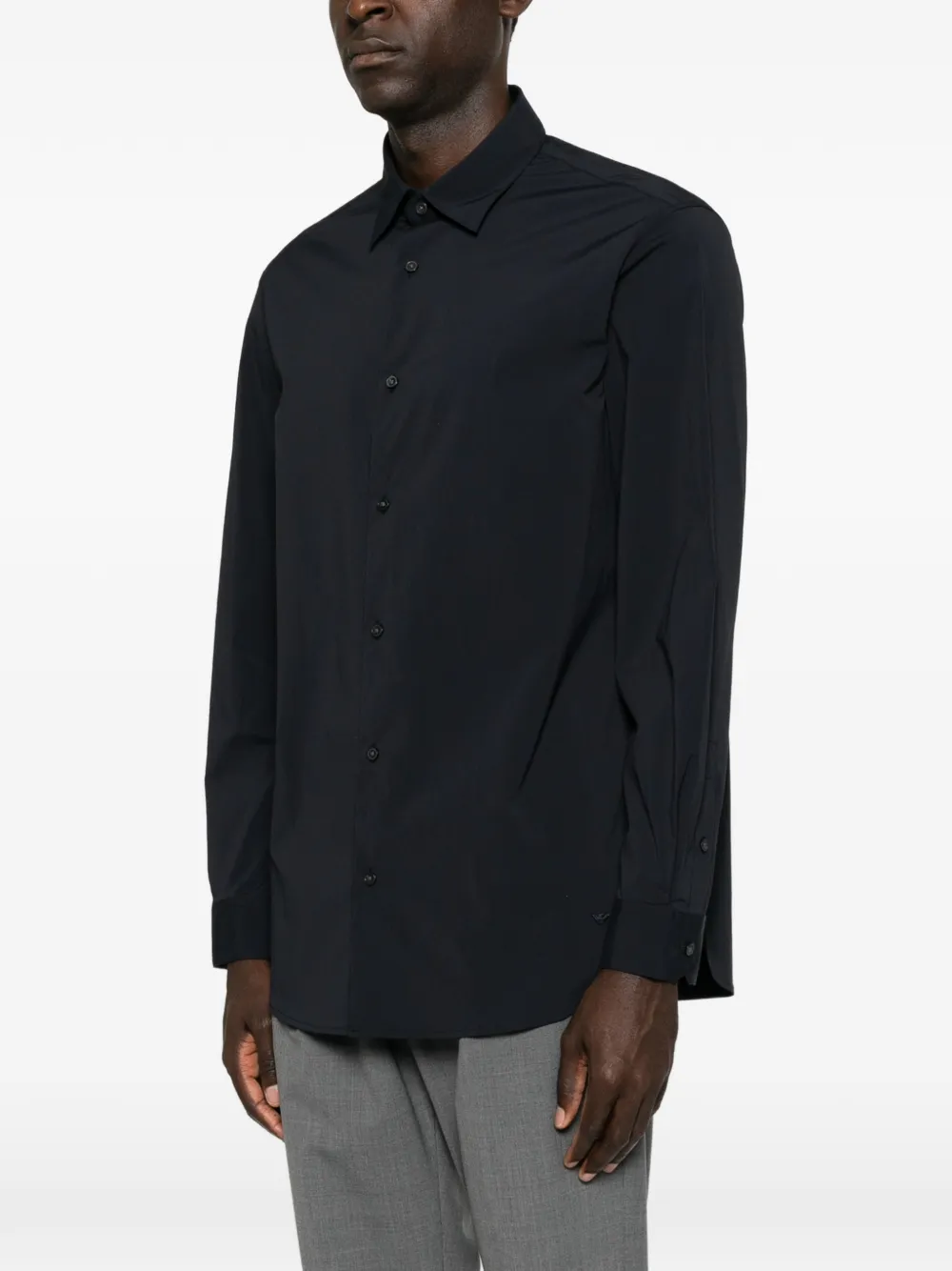 Emporio Armani button-up long-sleeve shirt Blauw