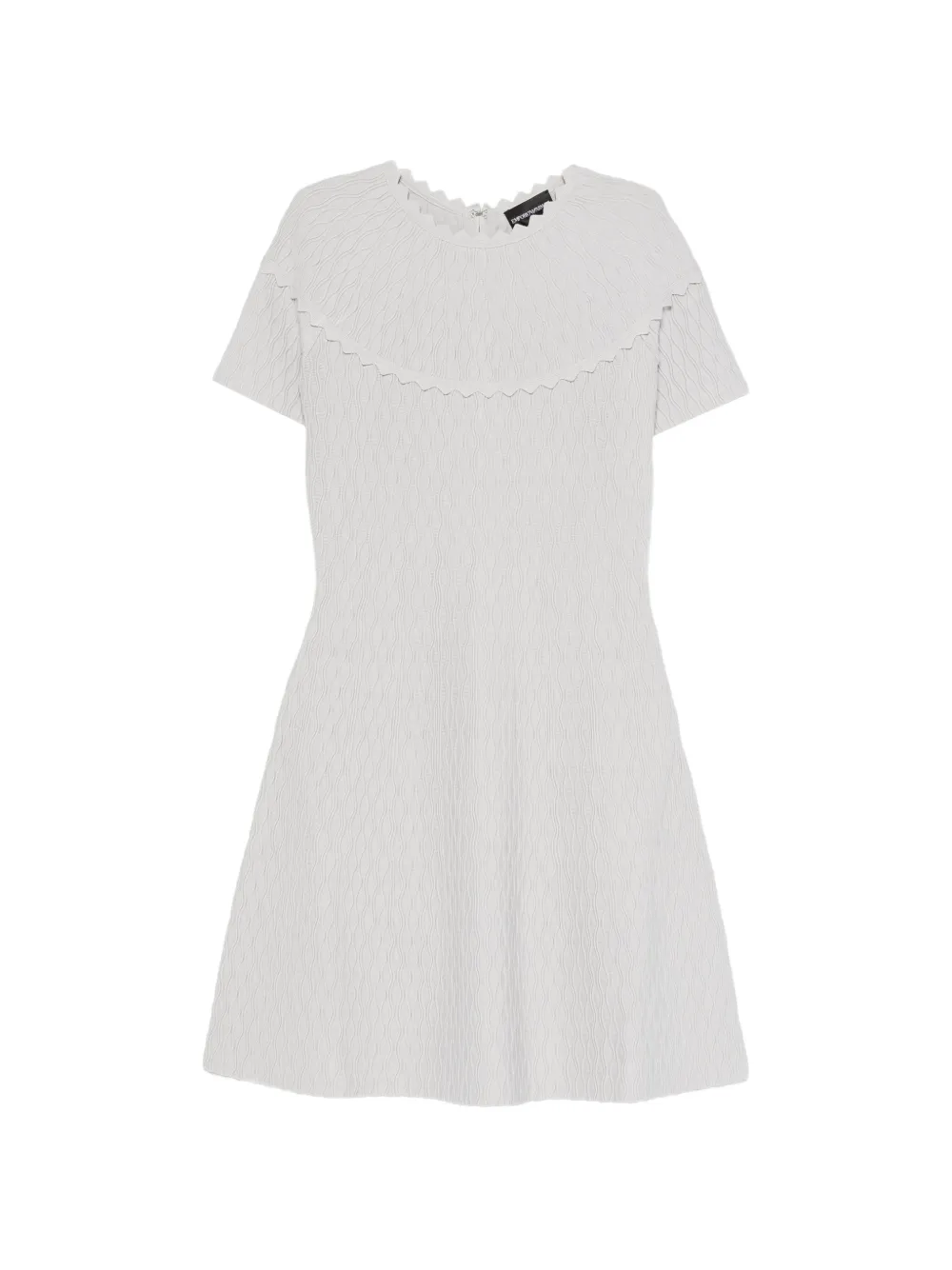 Emporio Armani scalloped-trim textured-finish mini dress - Grigio
