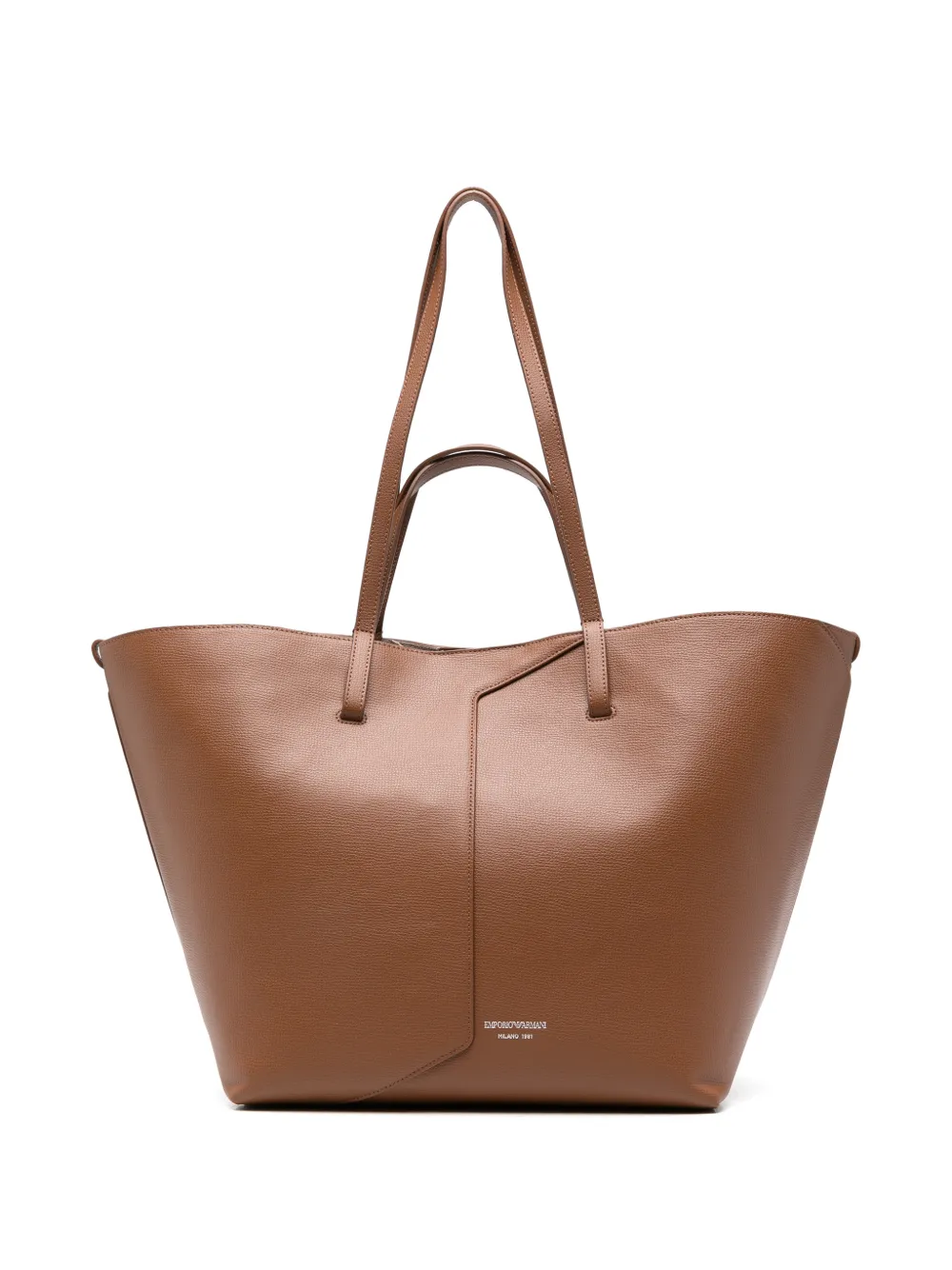 Emporio Armani 1981 logo-print leather tote bag - Marrone