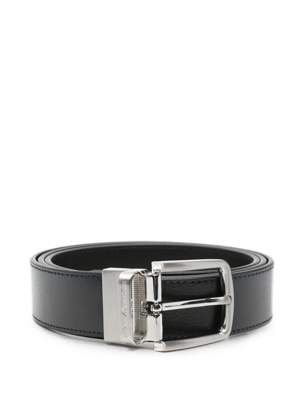 Emporio Armani logo-engraved buckle belt - Blau