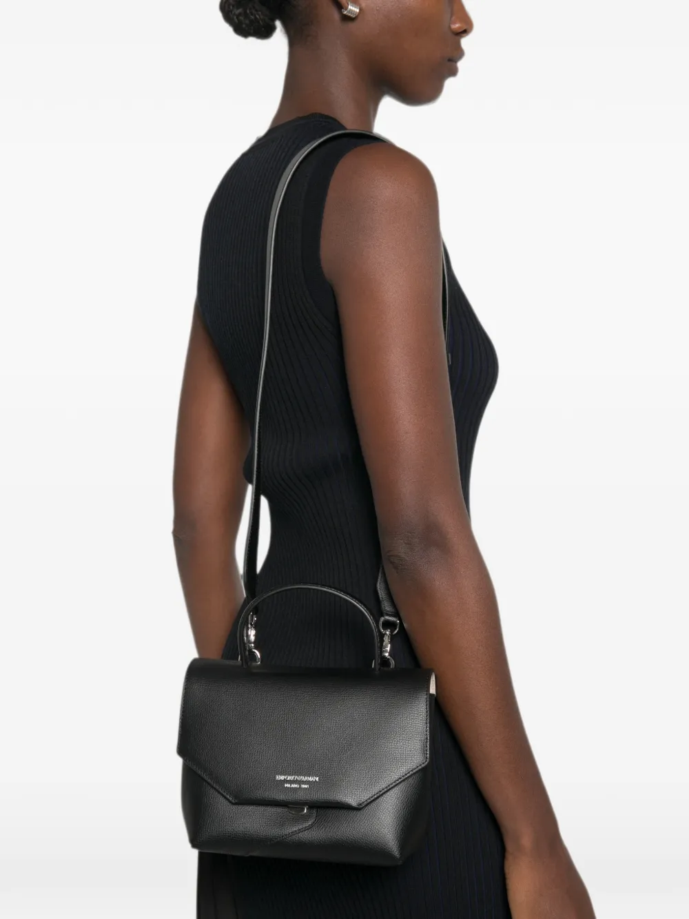 Emporio Armani 1981 leren mini-tas Zwart