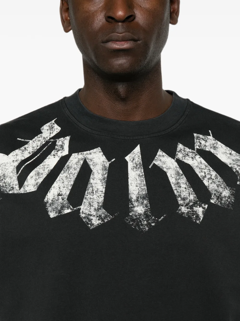 Palm Angels Big Neck Logo printed T-shirt Zwart