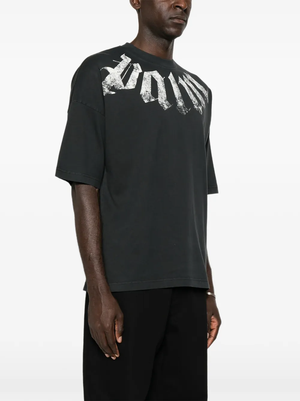 Palm Angels Big Neck Logo printed T-shirt Zwart