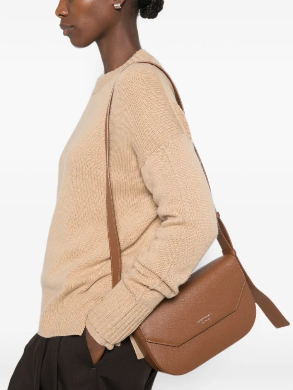 Emporio Armani 1981 schoudertas van bewerkt leer Bruin