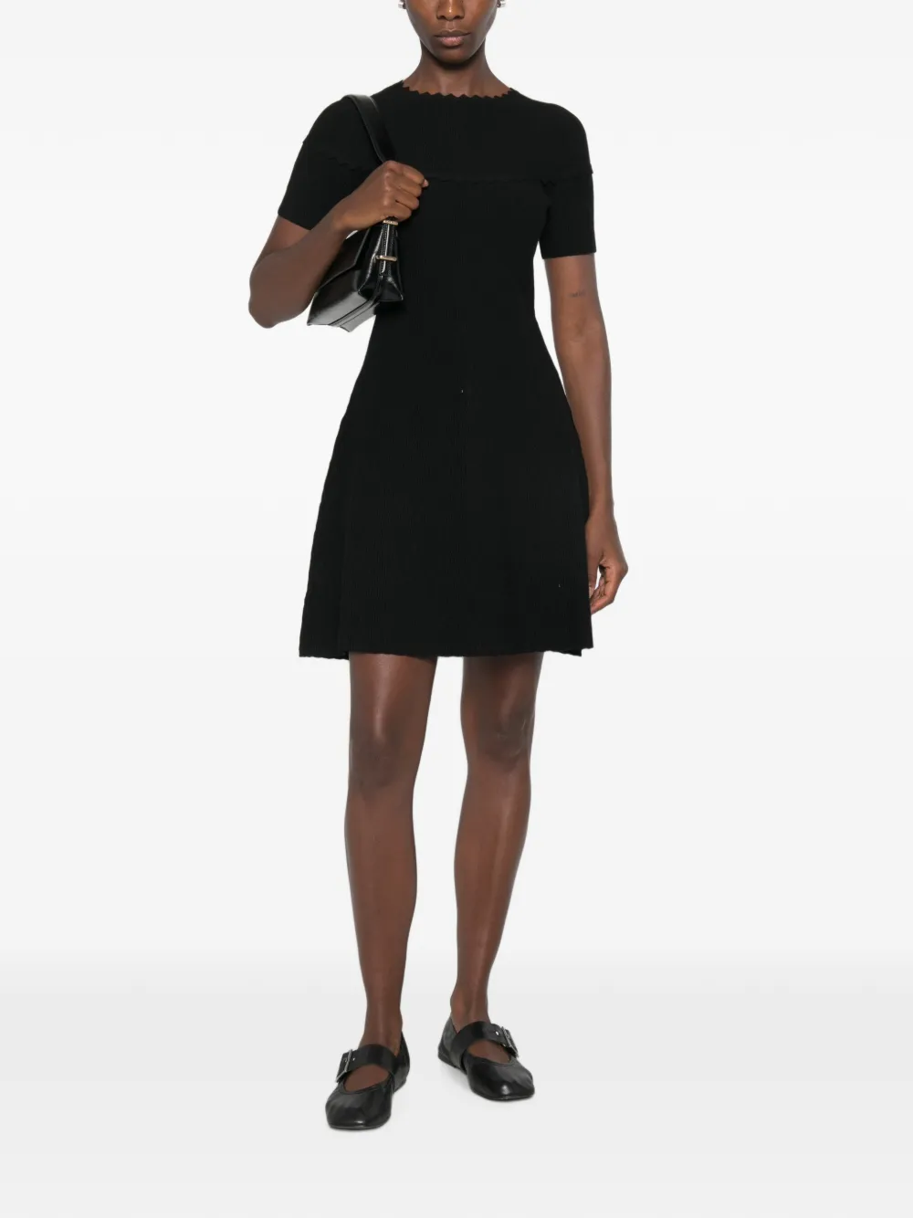 Emporio Armani Mini-jurk met gewelfde afwerking en textuur Zwart