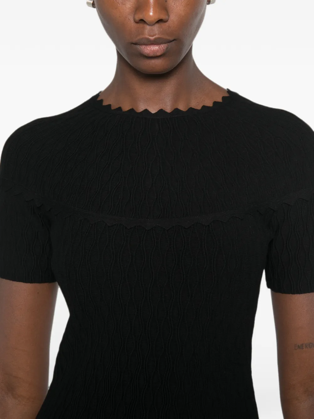 Emporio Armani Mini-jurk met gewelfde afwerking en textuur Zwart
