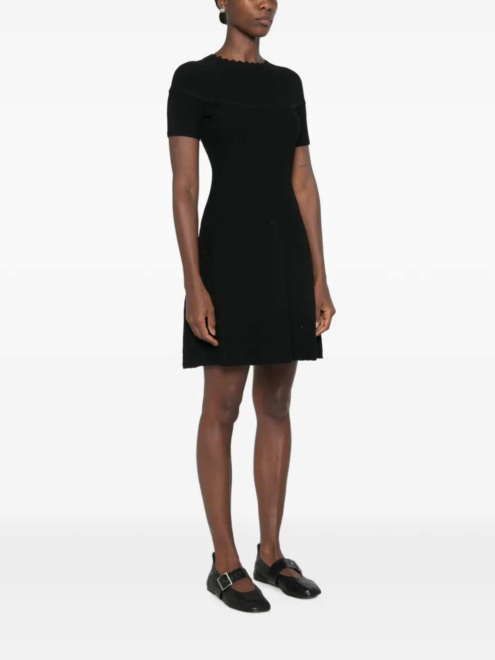 Emporio Armani Mini-jurk met gewelfde afwerking en textuur Zwart