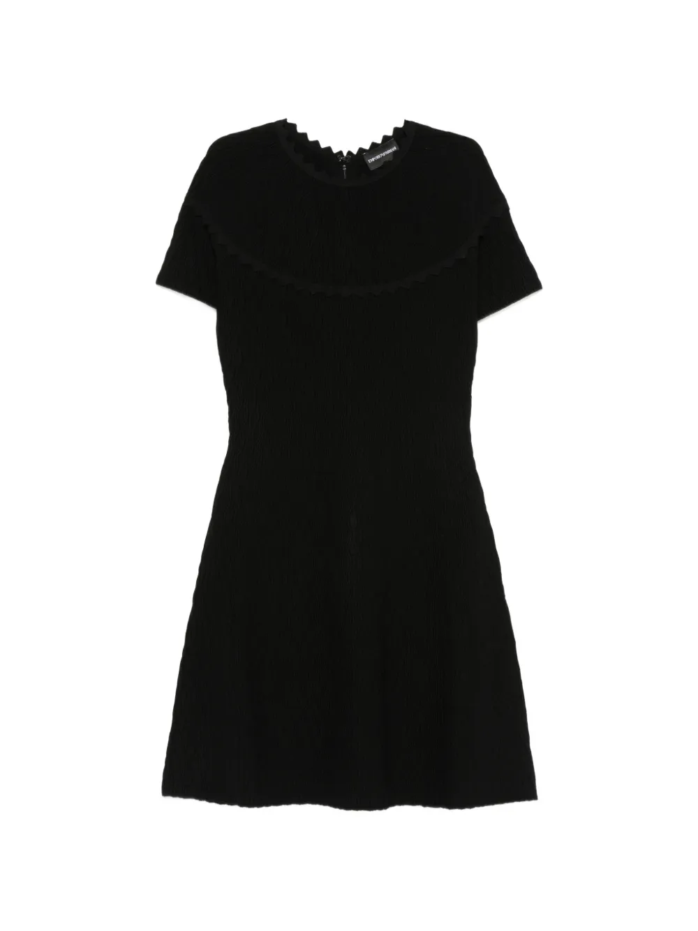 Emporio Armani scallop-edge textured-finish mini dress - Schwarz