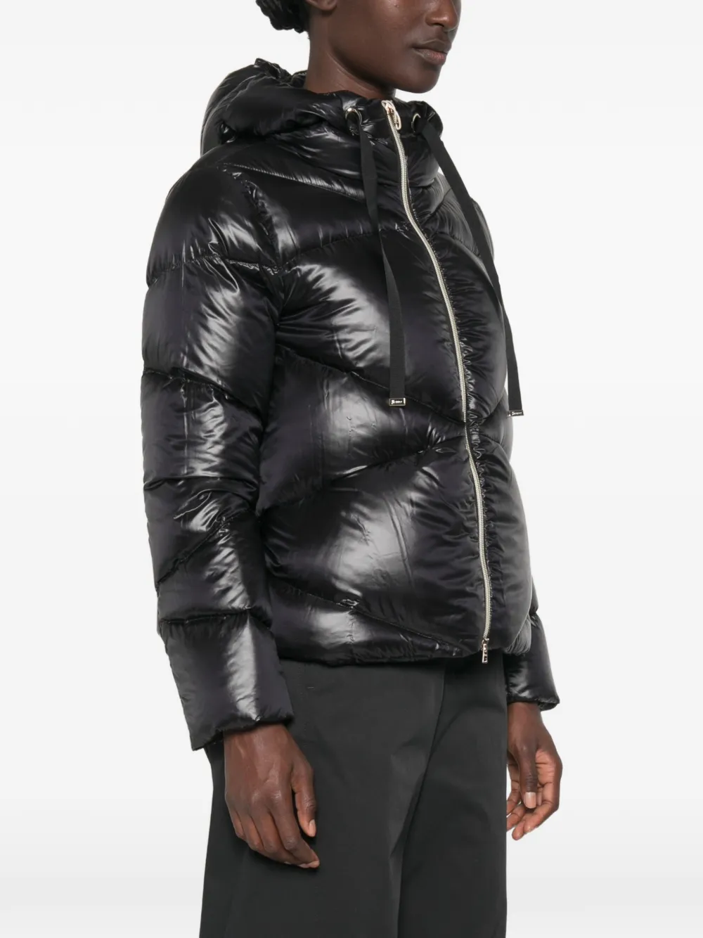 Herno quilted hooded jacket Zwart