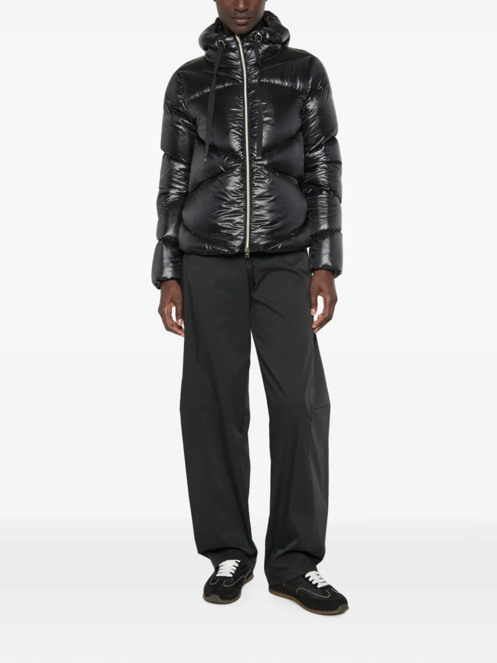 Herno quilted hooded jacket Zwart