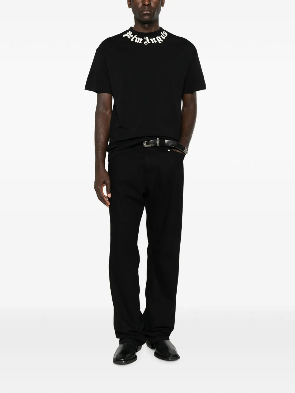 Palm Angels logo-print T-shirt Zwart