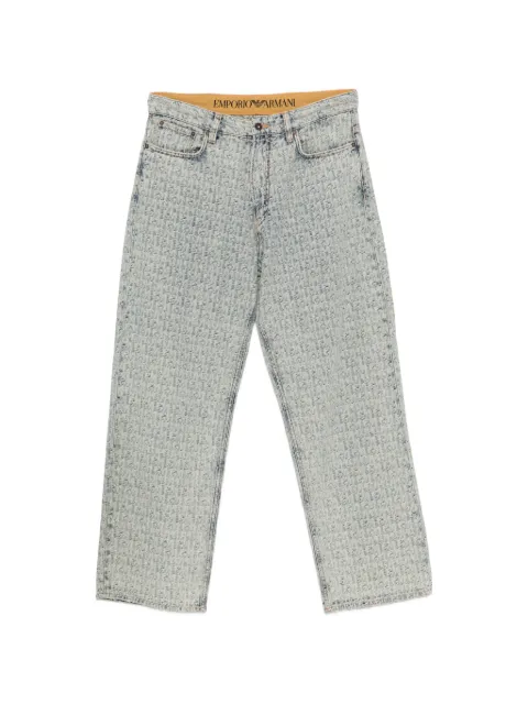 Emporio Armani five-pocket jacquard denim jeans with a monogram pattern
