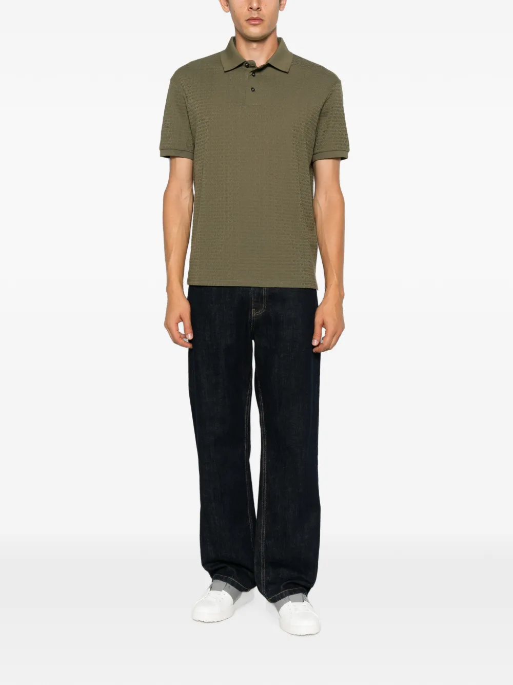 Emporio Armani Poloshirt met korte mouwen en logo-jacquard Groen