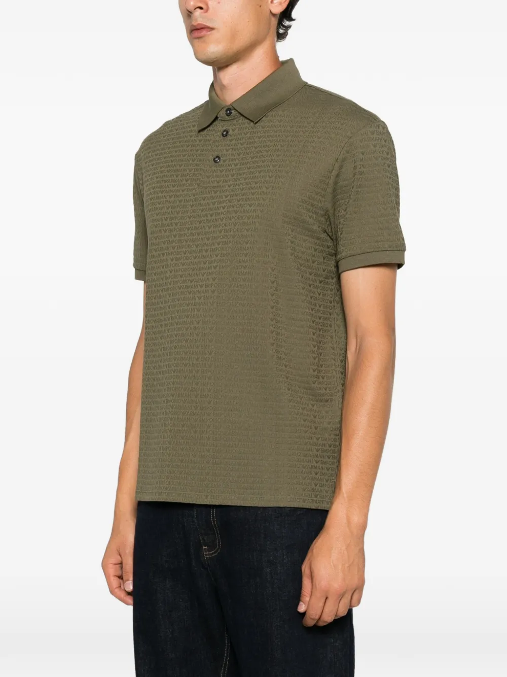 Emporio Armani Poloshirt met korte mouwen en logo-jacquard Groen