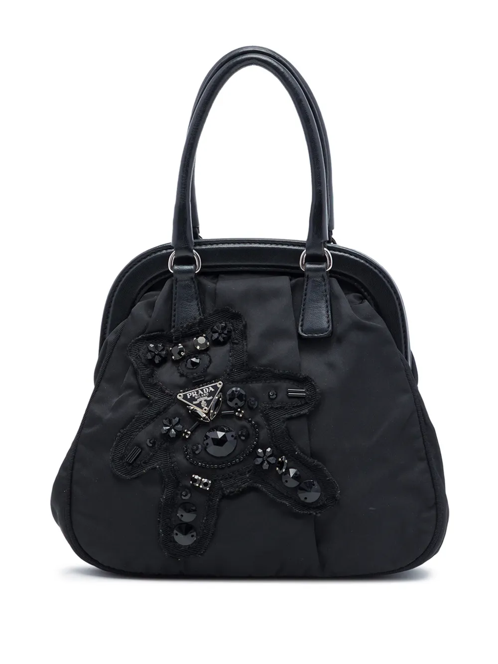 Prada Pre-Owned 2000-2013 Tessuto Evening Bear Frame Schultertasche aus Handtasche mit Perlen - Schwarz