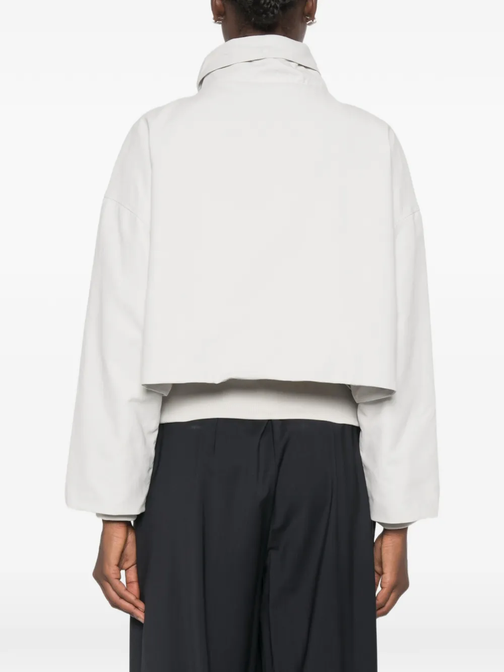Emporio Armani Blouson jack van geborsteld techno katoenen met metalen rits Beige
