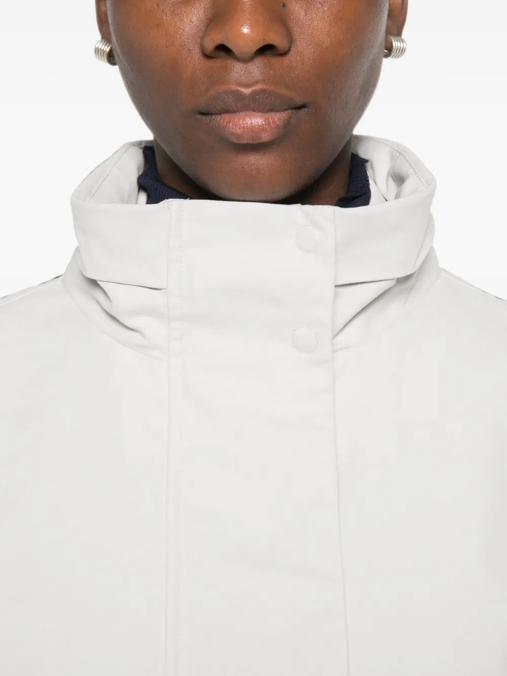 Emporio Armani Blouson jack van geborsteld techno katoenen met metalen rits Beige