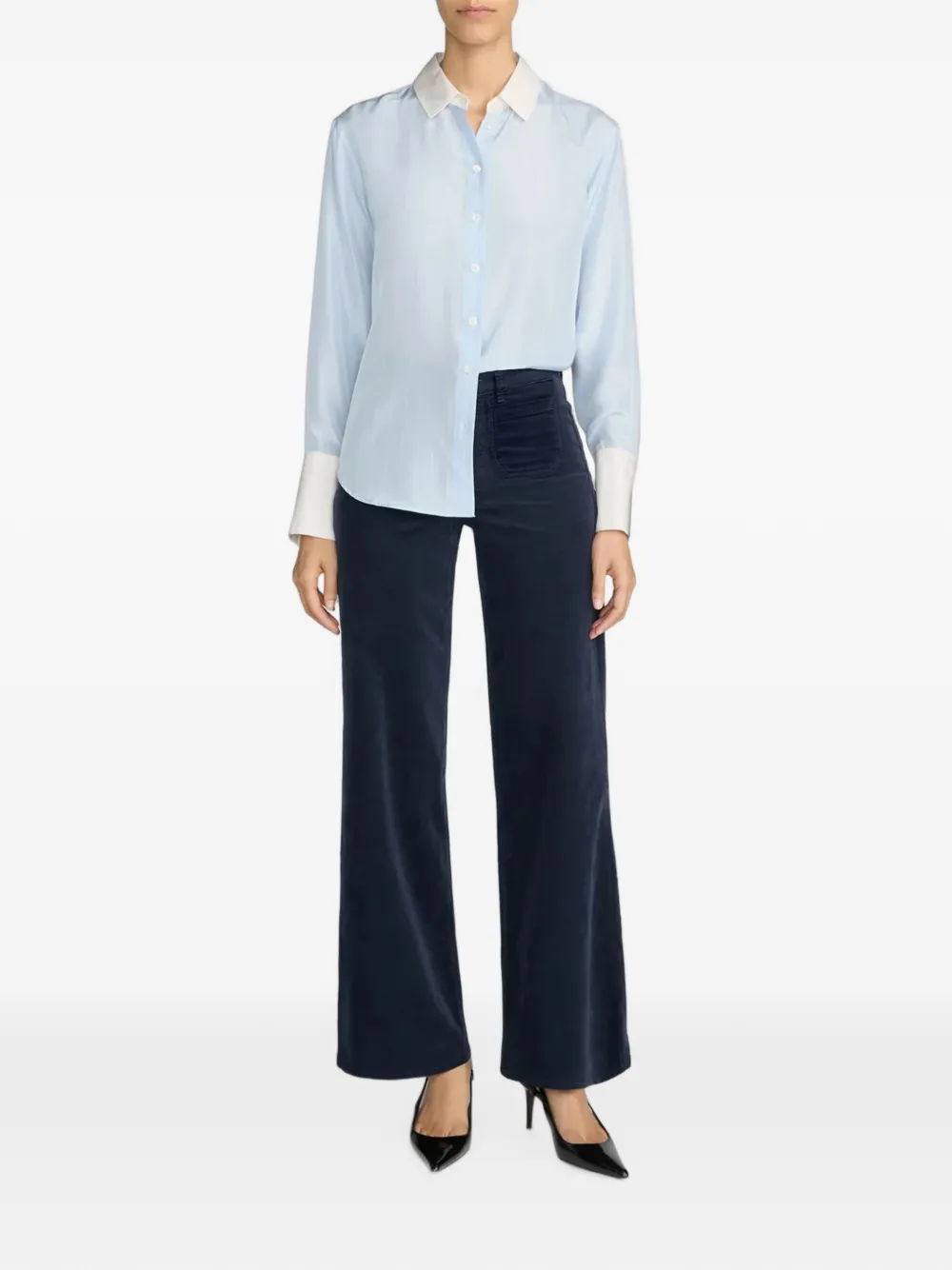 FRAME Le Slim ribfluwelen broek met opgestikte zak Blauw