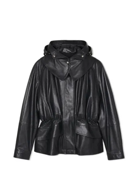 IRO hooded elastic-waistband leather jacket