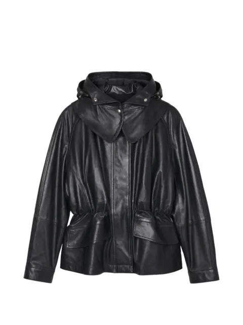 IRO hooded elastic-waistband leather jacket